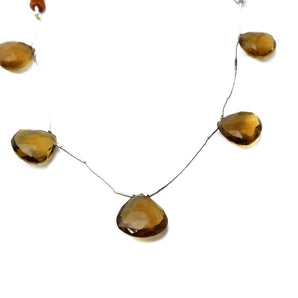 Natural Whiskey Topaz Faceted Heart Drops, 15-16 mm, Rich Color, Topaz Gemstone Beads, (WTZ-HRT-15-16)(662)