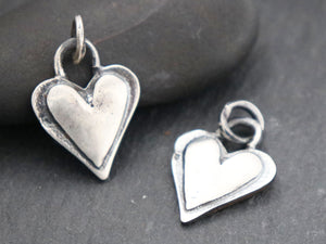 Artisan Sterling Silver layered Heart Charm,(AF-305) - Beadspoint
