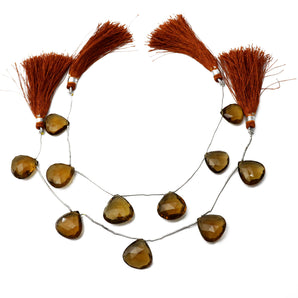 Natural Whiskey Topaz Faceted Heart Drops, 15-16 mm, Rich Color, Topaz Gemstone Beads, (WTZ-HRT-15-16)(662)
