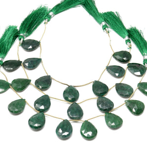 Dyed Emerald Faceted Pear Drop, 14x20 mm, Rich Color, Emerald Gemstone Beads, (DEM-PR-14x20)(202)
