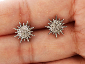 Pave Diamond Starburst Stud-Celestial Starburst Earrings, (DER-1050) - Beadspoint