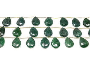 Dyed Emerald Faceted Pear Drop, 14x20 mm, Rich Color, Emerald Gemstone Beads, (DEM-PR-14x20)(202)