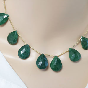 Dyed Emerald Faceted Pear Drop, 14x20 mm, Rich Color, Emerald Gemstone Beads, (DEM-PR-14x20)(202)
