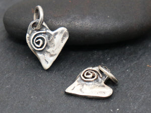 Sterling Silver Sacred Spiral Heart Charm, (AF-310) - Beadspoint