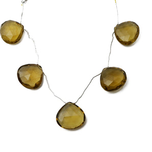 Natural Whiskey Topaz Faceted Heart Drops, 20 mm, Rich Color, Topaz Gemstone Beads, (WTZ-HRT-20)(663)