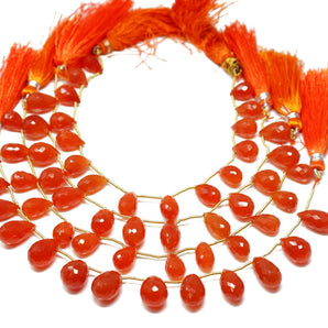 Genuine Natural Carnelian Faceted Tear Drops, 8x14-9x15 mm, Rich Orange Color, (CAR-TR-8x14-9x15)(204)