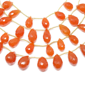 Genuine Natural Carnelian Faceted Tear Drops, 8x14-9x15 mm, Rich Orange Color, (CAR-TR-8x14-9x15)(204)