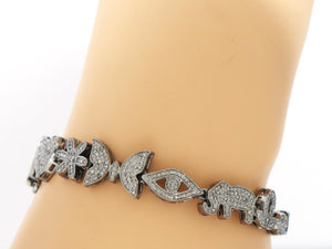 Pave Diamond Multi Charms Bracelet-Good Luck Charm Set Bracelet, 14 Charms (DBG-63) - Beadspoint