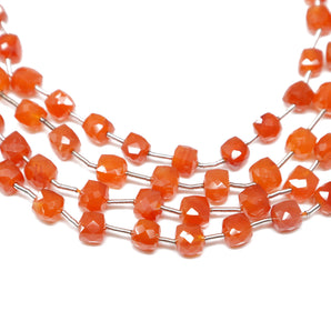 Carnelian Faceted Cube Box Beads 5 mm, Rich Orange Color, (CAR-CUBE-5)(206)
