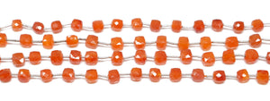 Carnelian Faceted Cube Box Beads 6 mm, Rich Orange Color, (CAR-CUBE-6)(207)