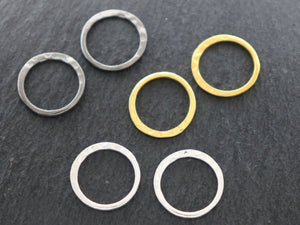 4 Pcs, Sterling Silver Hammered Circle Link (LC-48-B) - Beadspoint