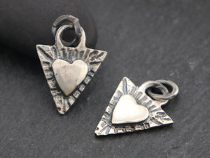 Sterling Silver Artisan chevron with Heart Charm, (AF-321) - Beadspoint