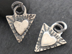 Sterling Silver Artisan chevron with Heart Charm, (AF-321) - Beadspoint