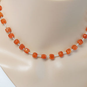 Carnelian Faceted Cube Box Beads, 7 mm, Rich Orange Color, (CAR-CUBE-7)(208)