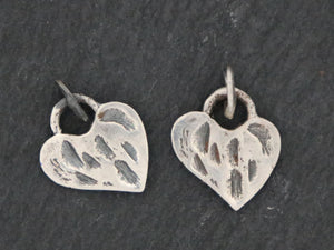 Sterling Silver Artisan  Rustic Heart Charm, (AF-323) - Beadspoint