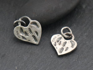 Sterling Silver Artisan  Rustic Heart Charm, (AF-323) - Beadspoint