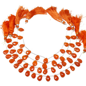 Carnelian Faceted Pear Drops, 9x12 mm, Rich Orange Color, (CAR-PR-9x12)(210)