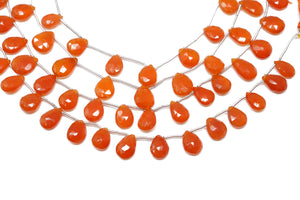 Carnelian Faceted Pear Drops, 9x12 mm, Rich Orange Color, (CAR-PR-9x12)(210)