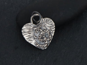 Sterling Silver  Artisan Ohm Heart Charm, (AF-325) - Beadspoint
