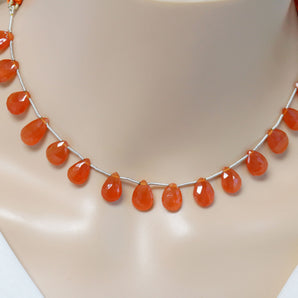 Carnelian Faceted Pear Drops, 9x12 mm, Rich Orange Color, (CAR-PR-9x12)(210)