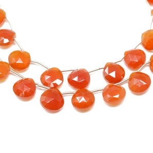 Carnelian Faceted Heart Drops, 10 mm, Rich Orange Color, (CAR-HRT-10)(211)
