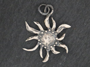Artisan Sterling Silver Dotted Sun Charm, (AF-331) - Beadspoint