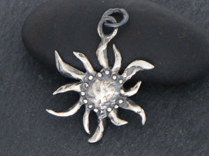 Artisan Sterling Silver Dotted Sun Charm, (AF-331) - Beadspoint