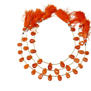 Carnelian Smooth Pear Drops, 7x11 mm, Rich Orange Color, (CAR-SPR-7x11)(213)
