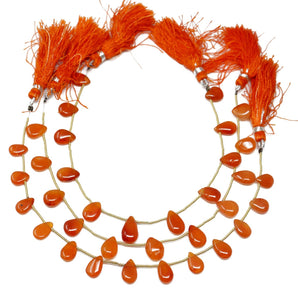 Carnelian Smooth Pear Drops, 6x8 mm, Rich Orange Color, (CAR-SPR-6x8)(212)