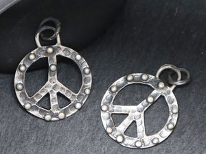 Artisan Sterling Silver Dotted Peace Charm, (AF-333) - Beadspoint