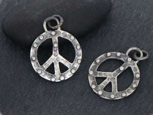 Artisan Sterling Silver Dotted Peace Charm, (AF-333) - Beadspoint