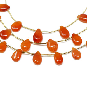 Carnelian Smooth Pear Drops, 7x11 mm, Rich Orange Color, (CAR-SPR-7x11)(213)