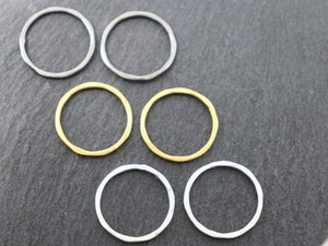 Sterling Silver Long Hammered Circle Links (LC-54-B) - Beadspoint
