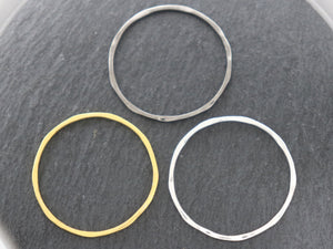 Sterling Silver Long Hammered Circle Links (LC-54-C) - Beadspoint