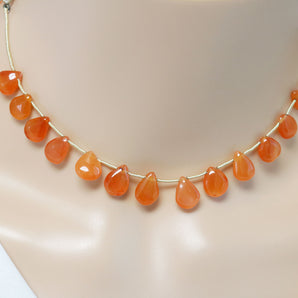 Carnelian Smooth Pear Drops, 6x8 mm, Rich Orange Color, (CAR-SPR-6x8)(212)