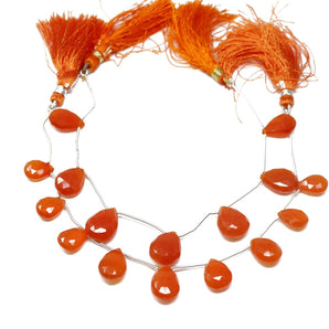 Carnelian Faceted Pear Drops, 10x15 mm, Rich Orange Color, (CAR-PR-10x15)(214)