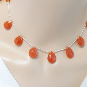 Carnelian Faceted Pear Drops, 10x15 mm, Rich Orange Color, (CAR-PR-10x15)(214)
