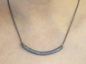 Pave Diamond Bar Necklace, (DNK-023) - Beadspoint