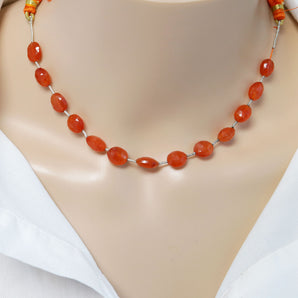 Carnelian Faceted Oval Drops, 7x10 mm, Rich Orange Color, (CAR-OVAL-7x10)(215)