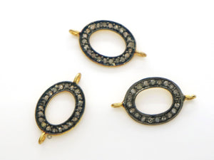 Pave Diamond Oval Connector, (AC-3) - Beadspoint