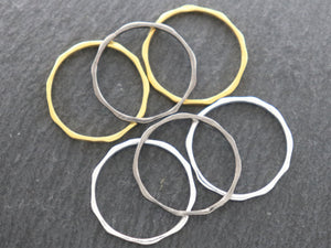 Sterling Silver Hammered Circle Links, 15 mm  (LC-56-D) - Beadspoint