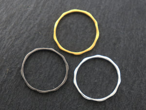 Sterling Silver Hammered Circle Links, 15 mm  (LC-56-D) - Beadspoint