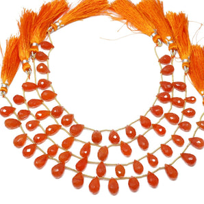 Carnelian Faceted Tear Drops, 8x11 mm, Rich Orange Color, (CAR-TR-8x11)(218)