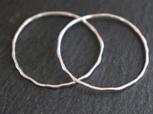 2 Pcs, Sterling Silver Hammered Circle Links, 35 mm  (LC-56-G) - Beadspoint