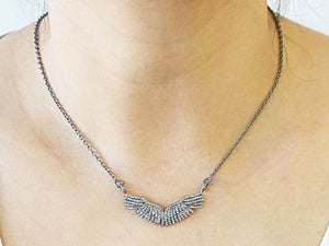 Pave Diamond Angel Wing Necklace with Clasp, (DNK-010) - Beadspoint