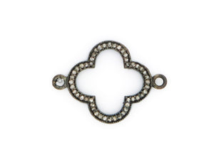 Pave Diamond Open Clover Connector, (FC-3) - Beadspoint