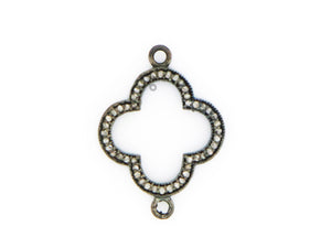 Pave Diamond Open Clover Connector, (FC-3) - Beadspoint