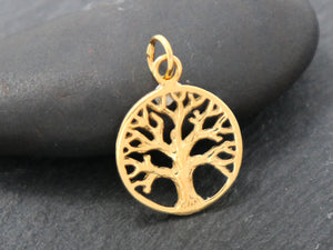 Sterling Silver Gold Vermeil Tree Of Life charm -- (VM/CH4/CR21) --CRC - Beadspoint