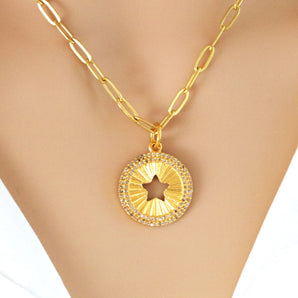 Pave Diamond Starburst Pendant, (DPS-93)