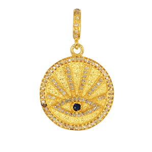 Pave Diamond Evil Eye Sunbeam Medallion Pendant, (DPS-94)